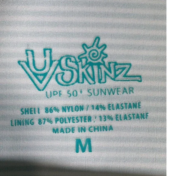 UV Skinz UPF 50+ Sunwear Jacket Womens Medium Teal Striped Full Zip Rash Guard - Picture 3 of 10